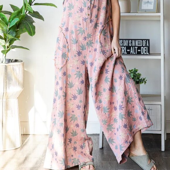 Oli & Hali Reversible Pink and Gray Wide Leg Jumpsuit - Picture 13 of 14